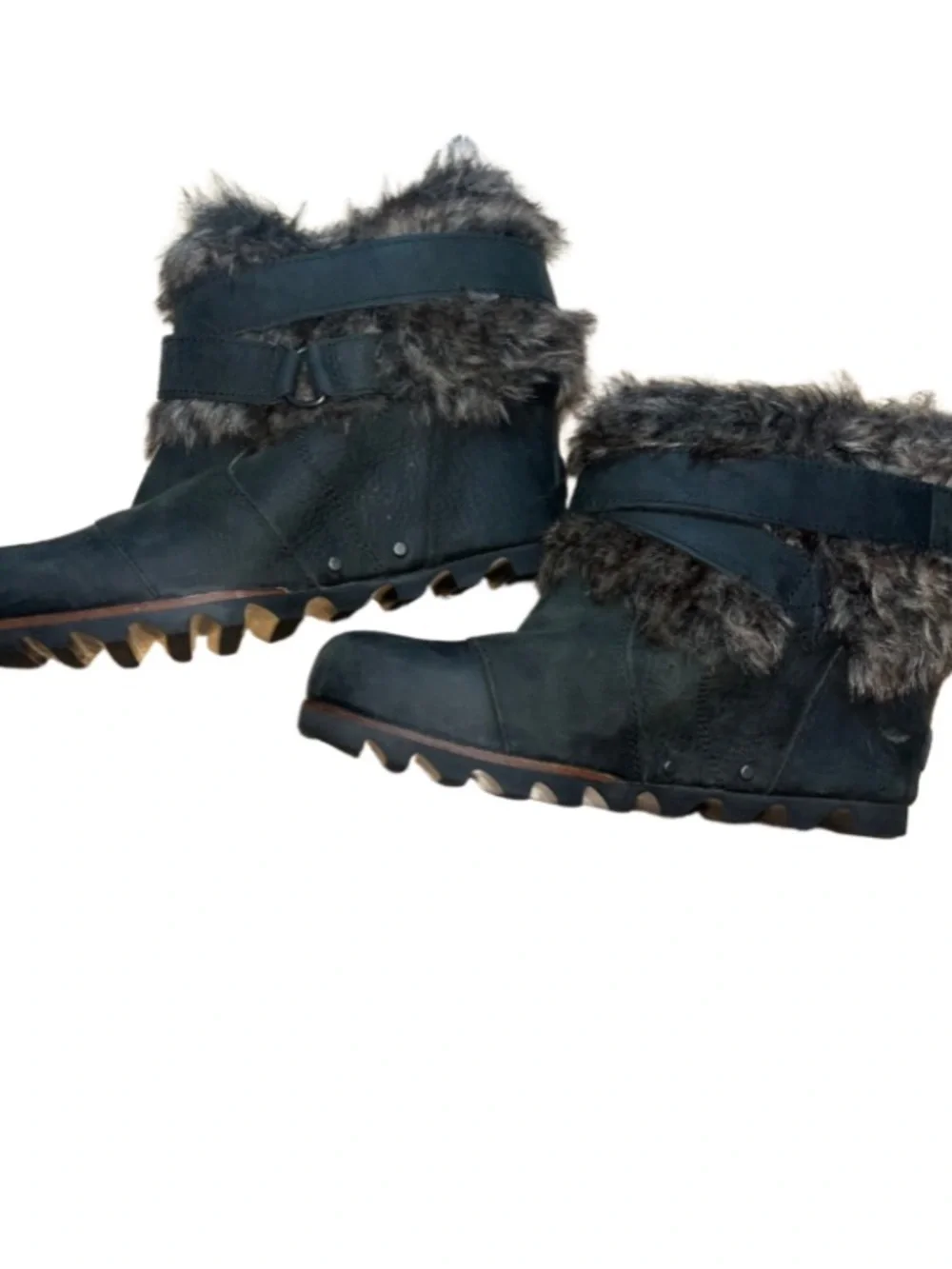 Sorel Joan of Arctic Wedge Mid Faux Fur Leather Boots Size 7.5